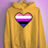 Genderfluid Pride 8-Bit Pixel Heart Hoodie - Mustard